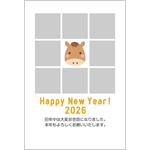 年賀状2026無料テンプレート「8枚の写真が挿入できる写真フレーム」