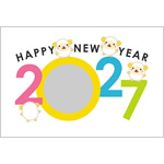 年賀状2027無料テンプレート「西暦2027の写真フレーム」