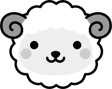 年賀状2027無料イラスト「未（羊）」の白黒アイコン