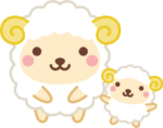 年賀状2027無料イラスト「かわいい羊の親子」