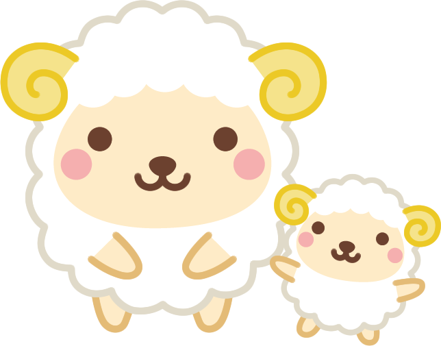 年賀状2027無料イラスト「かわいい羊の親子」