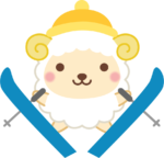 年賀状2027無料イラスト「スキーをするかわいい羊」