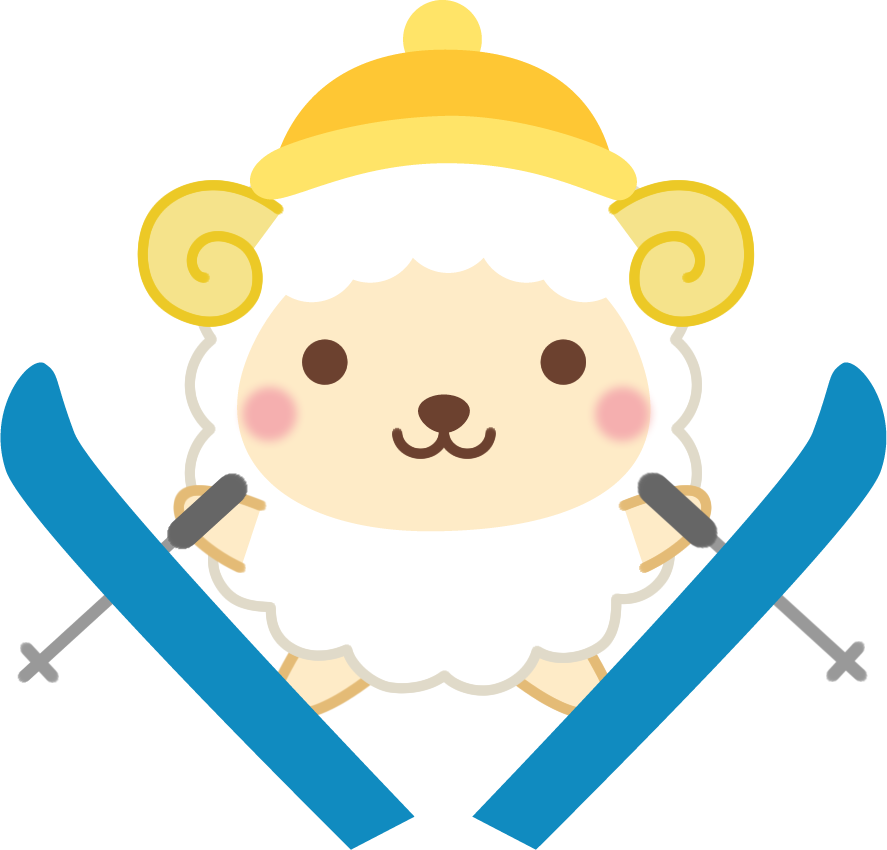 年賀状2027無料イラスト「スキーをするかわいい羊」
